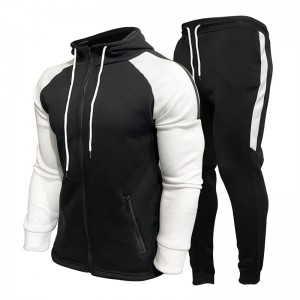 Winter Tracksuit For Men Fleece Contrast Slim Fit Hoodies Joggers Sport Custom Logo