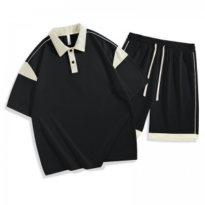 Polo T Shirt Shorts Set Short Sleeve Tracksuit Two Piece Polyester Training Wear Summer