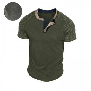 Men T Shirt Oversized Drop Shoulder Loose Blank Cotton Blend Plain Henley Shirt Style