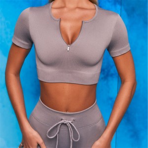 Crop Top Yoga Set Women Seamless Gym Tracksuit Sports Workout OEM Fitness Activewear Supplier