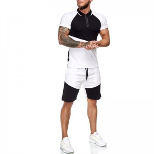 Zip Up Tracksuit Men Fitness Running Jogging Slim Fit T Shirt Shorts Summer Two Pieces Best Selling