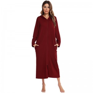 Night Dress For Women Loungewear Polyester Cotton Zip Up Hoodies Pajamas Custom