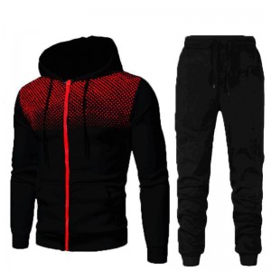 Men Set Fitness Sweatsuit Two Pieces Zipper Hoodies Joggers Sports Suit Warm Wholesale