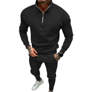 Mens Sweatsuit Fleece Casual Half Zipper Plus Size Sweatshirt Sweatpants Blank High Quality