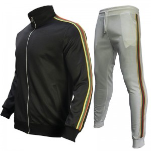 Jogging Suits For Men Sports Rainbow Stripes Running Full Zipper Brand Fashion