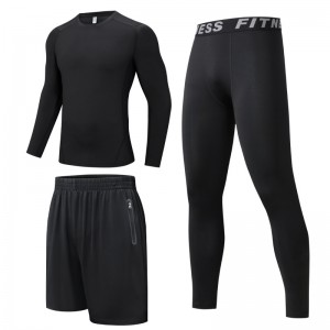 Men Fitness Wear Outfit 3 Pieces Gym Training Workout Sports Jogging 4 Way Stretch Running Sets Supplier