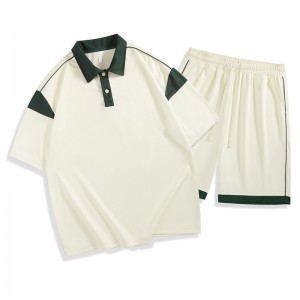 Polo T Shirt Shorts Set Short Sleeve Tracksuit Two Piece Polyester Training Wear Summer