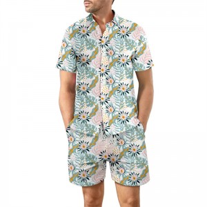 Men Beach Sets Printed Hawaiian Printed Shirts Shorts Summer Two Pieces Promotional