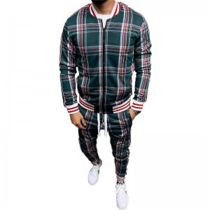 Sports Tracksuit For Men Plaid Workout Cheap Price High Quality Casual Customized