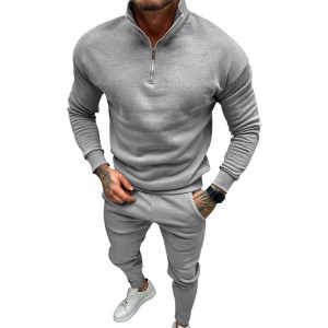Mens Sweatsuit Fleece Casual Half Zipper Plus Size Sweatshirt Sweatpants Blank High Quality