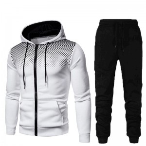 Men Set Fitness Sweatsuit Two Pieces Zipper Hoodies Joggers Sports Suit Warm Wholesale