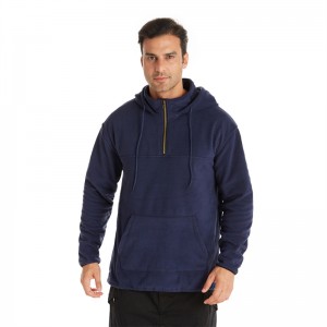 Fleece Hoodies Double Side Thick Quarter Zipper Warm Soft Plus Size Sports Embroidery