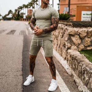 Men Tracksuit Summer T Shirts Shorts Printed Casual Training Sports Clothes Supplier