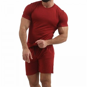 Men Sports Suits Plain Crewneck T Shirt And Shorts Set Slim Fit Summer Fashional