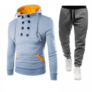 Men Jogging Wear Hoodie Blank Custom Logo Buttons Sports Track Suit Wholesale Branded Factory