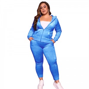Sweatsuit Set Women Velvet Plus Size Blank Zipper Up Privatel Label Sports Customized