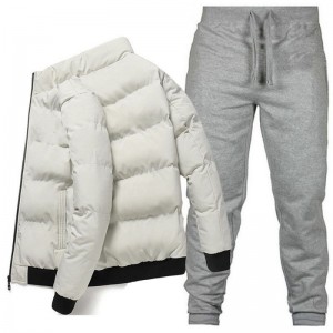 Down Jacket Pants Set Winter Training Wear Thicken Warm Stand Collar New Style