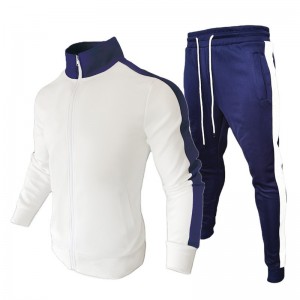 Two Piece Tracksuit Men Stand Collar Stripe Jacket Joggers Plus Size Factory