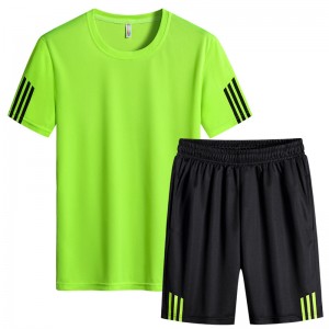 Men T Shirt Set Sports Summer Short Sleeve Loose Athletic Jogging Wholesale