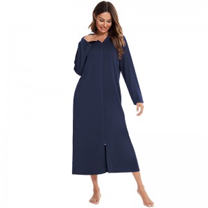 Night Dress For Women Loungewear Polyester Cotton Zip Up Hoodies Pajamas Custom