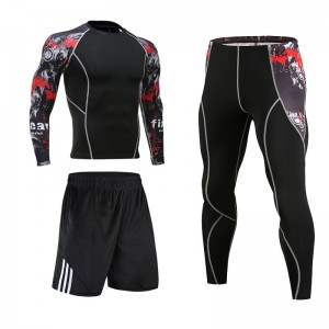Three Pieces Compression Sets Men Tracksuit Quick Dry Running Training Fitness Custom