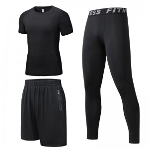 Men Fitness Wear Outfit 3 Pieces Gym Training Workout Sports Jogging 4 Way Stretch Running Sets Supplier