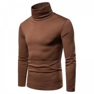 Turtleneck T Shirt Men Long Sleeve Sweater Basic Thicken Warm Plain