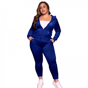 Sweatsuit Set Women Velvet Plus Size Blank Zipper Up Privatel Label Sports Customized