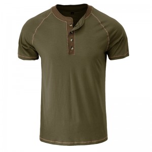 Men Henley T Shirt Summer Cotton Short Sleeve O Neck Blank Custom Logo Big And Tall 5XL