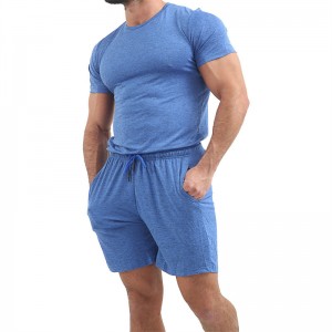 Men Sports Suits Plain Crewneck T Shirt And Shorts Set Slim Fit Summer Fashional