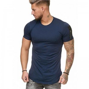 Man T Shirt Slim Fit Zipper Blank Polyester Workout Oversized Short Sleeve Summer