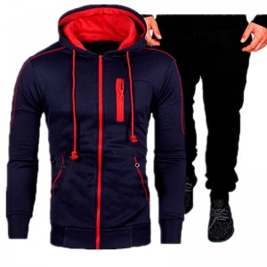 Mens Tracksuit Sportswear Full Zipper Jacket Pants Two Pieces Hooded Running Hot Sale