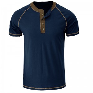Men Henley T Shirt Summer Cotton Short Sleeve O Neck Blank Custom Logo Big And Tall 5XL