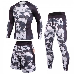 Mens Tracksuit Manufacture Compression T Shirts Leggings 3 Pieces Set Running Outdoor New