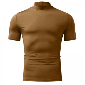 Turtleneck T Shirt Man Unisex Short Sleeve Slim Fit Solid Summer Tee Manufacturer