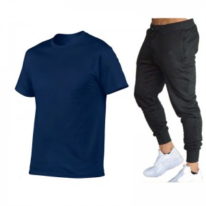 T Shirt And Pants Tracksuit Summer Autumn Solid Cotton Short Sleeve Breathable
