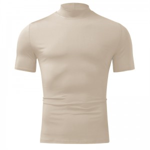 Turtleneck T Shirt Man Unisex Short Sleeve Slim Fit Solid Summer Tee Manufacturer