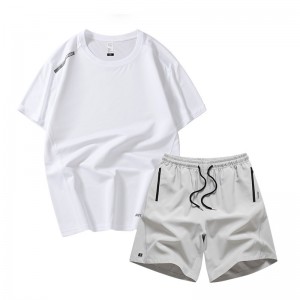 T Shirt Shorts Set For Men Printed Ice Silk Polyester Spandex Tracksuit