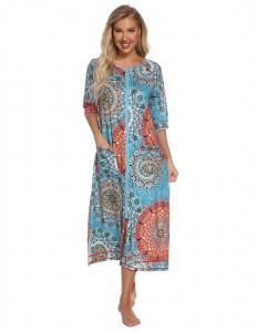Women Night Dress Plus Size Pajamas Nightwear Sleepdress Materity Zip Up Loungewear Nursing Wholesale