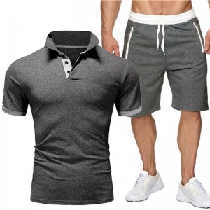 Men Shorts Set Polo T Shirt 2 Piece Streetwear Summer Slim Fit Custom Dropshipping