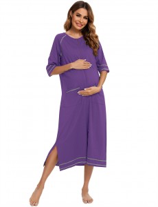 Women Night Dress Plus Size Pajamas Nightwear Sleepdress Materity Zip Up Loungewear Nursing Wholesale