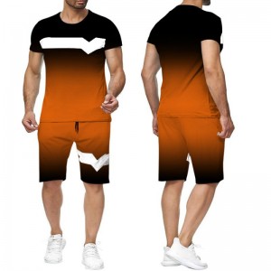 Mens Sweat Suits Summer Stripe Sublimated Custom Logo Homme Shorts Plus Size Supplier