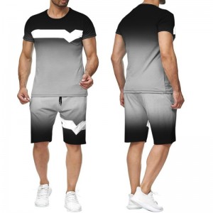 Mens Sweat Suits Summer Stripe Sublimated Custom Logo Homme Shorts Plus Size Supplier