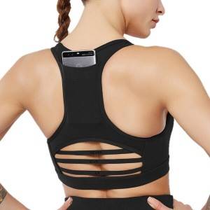 Fitness Shockproof Running Women Yoga Sport Bra With Back Pocket