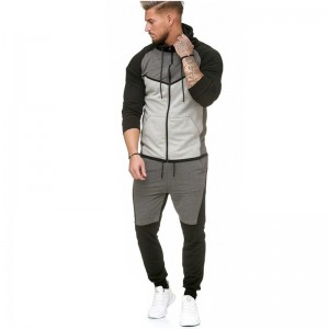 Hooded Jacket and Joggers Comfortable New Style Zipper Contrast Running Fitness Basketball Sportswear