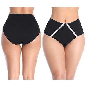 Women’s High Waist Cotton Underwear Soft Brief Panties Decorated with Lace