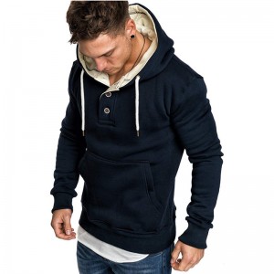 Cotton Hoodies Mens Heavyweight Wholesale High Quality Pullover Fitness Button
