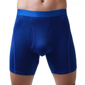 Mens Underwear Long Boxer Shorts Seamless Ice Silk Mesh Sports Quick Dry