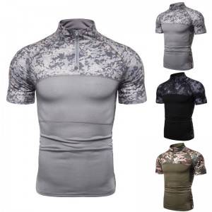 Quarter Zipper T Shirt Summer Short Sleeve Wholesale Contrast Manufacturer