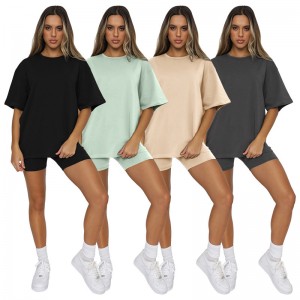 Women Tracksuit Sets T Shirt Shorts Fitness Two Pieces Jogging Suit Training Sports Loose Quick Dry